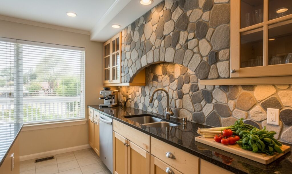 kitchen stone tile backsplash - how to install stone tile backsplash in kitchen
